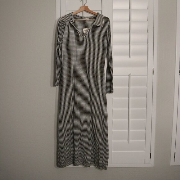 A New Day NWT Black and White Striped Lined XL Collared Sweater Dress - Picture 1 of 11